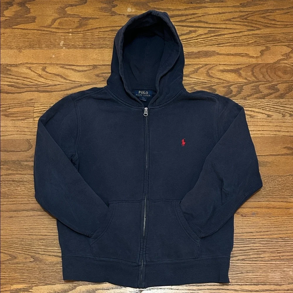 Polo Ralph Lauren Hoodie Teen 14-16 Navy Zip Up Academia Preppy Loungewear